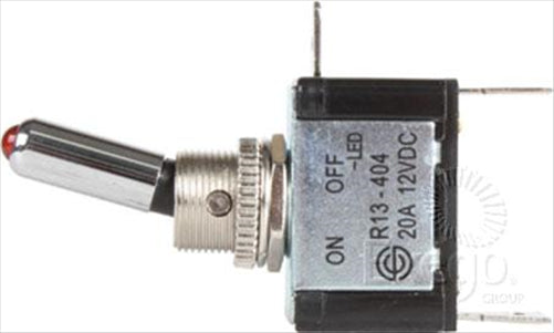 OEX Toggle Switch On/Off SPST 12V Red Illuminated (Contacts Rated 20A @ 12