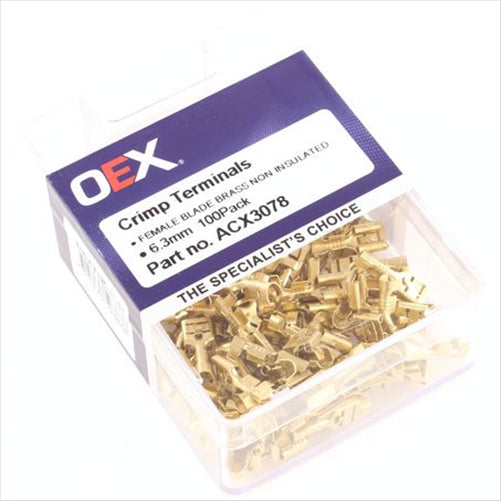 Crimp Terminal Female Blade Brass Terminal Entry 6.3 x 0.8mm Non Insu ACX3078
