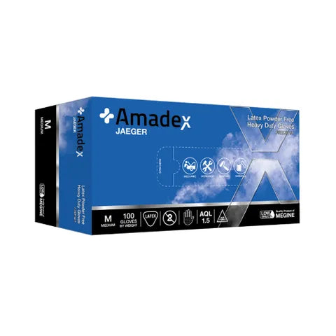 Amadex Latex High-Risk Disposable Gloves – Blue XXL 300mm, 50 Pack