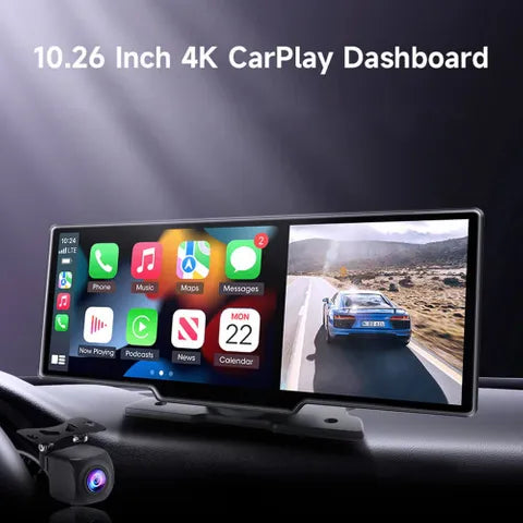 Ottocast Wireless CarPlay & Android Auto 10” Touchscreen with 2K Front & Rear Camera System | All-in-One In-Car Display