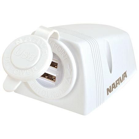 Narva DUAL USB SOCKET WHITE