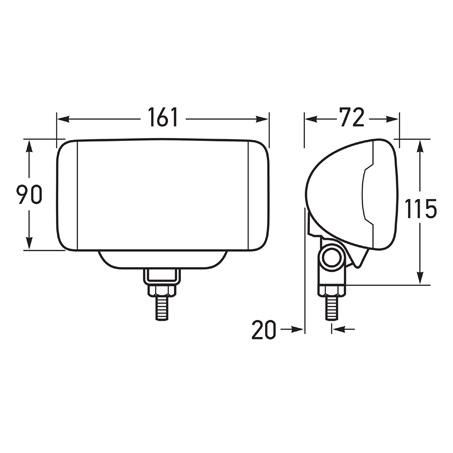 HELLA Halogen Driving Light Rectangle 12V Spread Beam - Each 1324