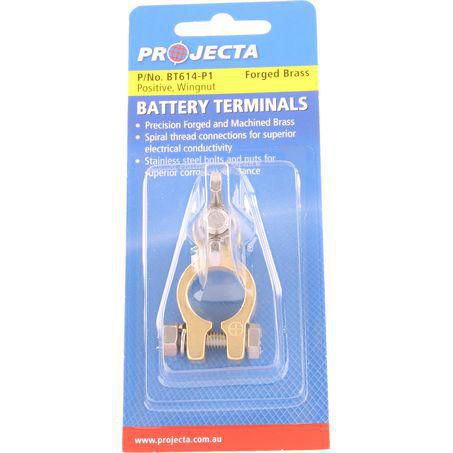 PROJECTA Battery Terminal Forged Brass Wingnut Positive 1pk