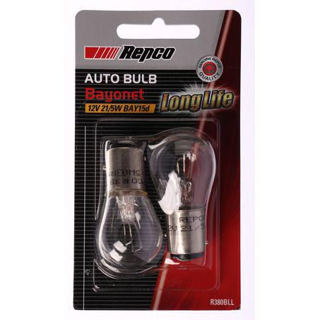 Repco P21/5W Bayonet Off-set pins Globe 12V 21/5W BAY15d Pack of 2 R380BLL