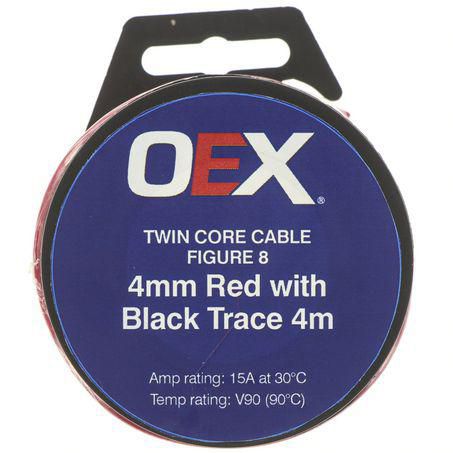 OEX 4mm Single Core Automotive Cable Red With Black Trace