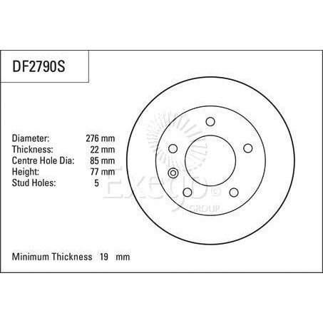 TRW FRONT BRAKE ROTOR MERCEDES BENZ SPRINTER 1995- 276MM