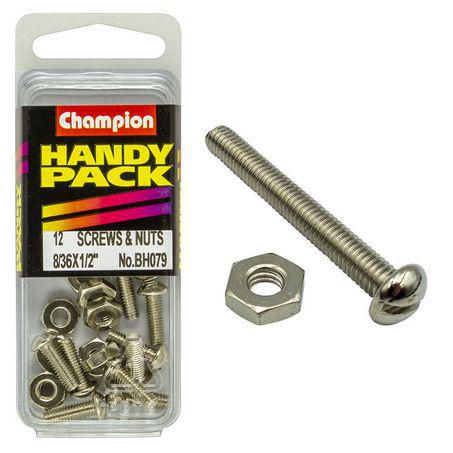 CHAMPION AUTO PARTS Champion Screw & Nut Pack Fine Thread 8/36in. x 1/2in. BH079