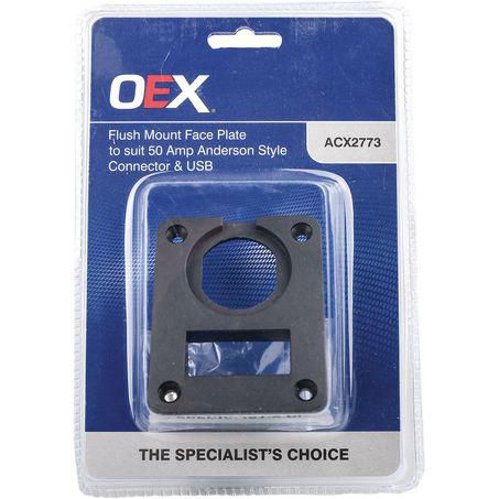 OEX Flush Mount Face Plate to suit 50A Anderson Style Connector and USB S