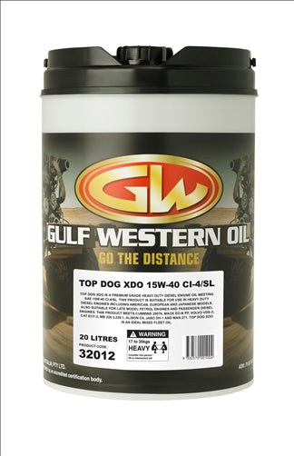 Gulf Western TOP DOG XDO 15W/40 - CI4/SL - 20 L ENGINE OIL 32012