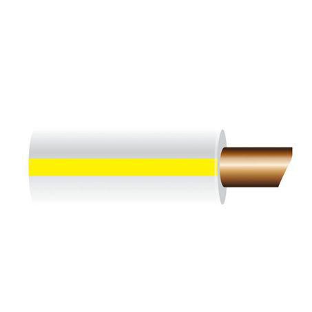 OEX 2mm Single Core Automotive Cable White With Yellow Trace 50M