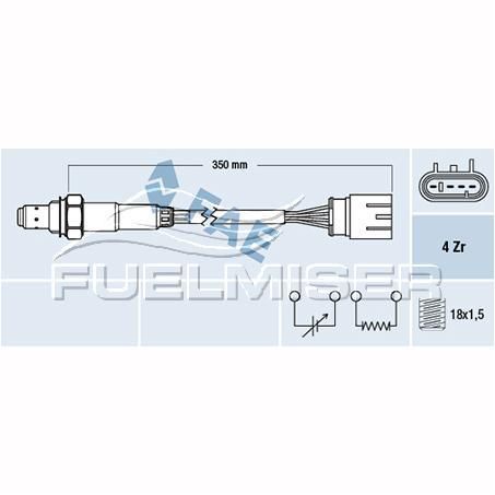 FUELMISER OXYGEN SENSOR DIRECT FIT 4 WIRE 350MM CABLE