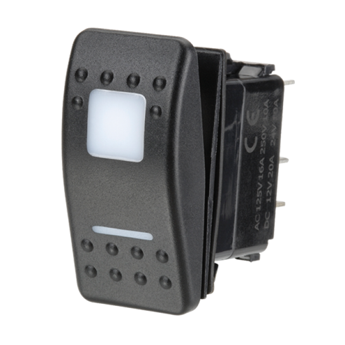 Narva SEALED ROCKER SWITCH ON/ON DPDT 12/24V BLUE LED (CONTACTS RATED 20A @