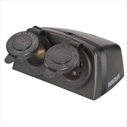 Narva HEAVY DUTY TWIN ACCESSORY / ENGEL TYPE SOCKETS - SURFACE MOUNT