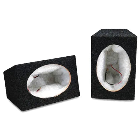 Pair of 6"x9" Universal Speaker Enclosures | Black Carpet, Compact Design