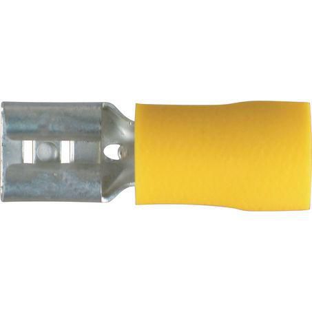 OEX Crimp Terminal Female Blade Yellow Terminal Entry 6.3 x 0.8mm Vinyl 12 Pce ACX3019BL