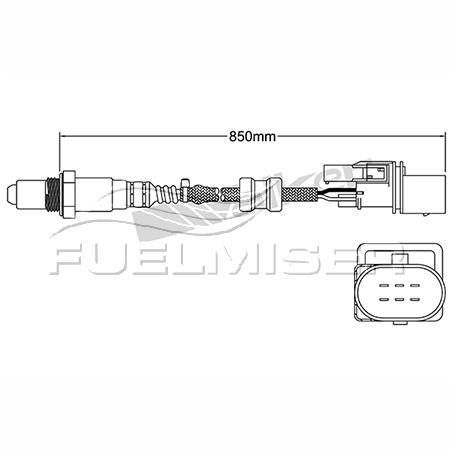 FUELMISER OXYGEN SENSOR DIRECT FIT 5 WIRE 850MM CABLE