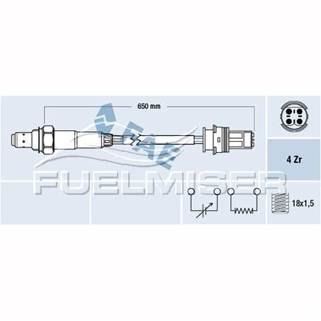 FUELMISER OXYGEN SENSOR DIRECT FIT 4 WIRE 650MM CABLE
