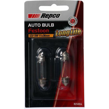 Repco 11X36 Festoon Globe 12V 5W SV8.5-8 Pack of 2 R254BLL