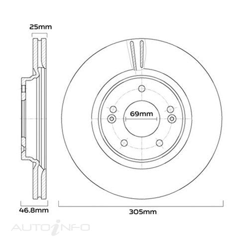 BRAKE DISC FRONT HYUNDAI 305mm D61781.10