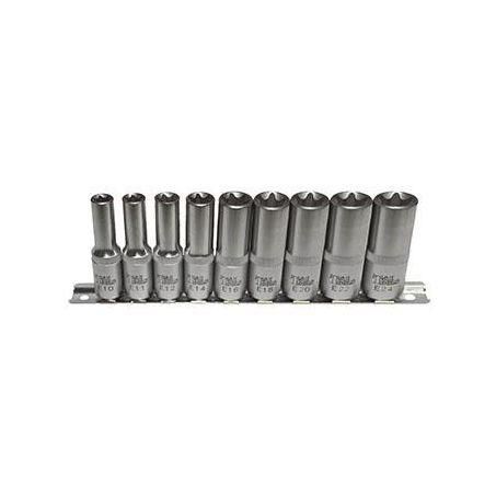 T & E TOOLS T&E 9 Piece E10- E24 1/2 inch Female Torx Socket Set E0604