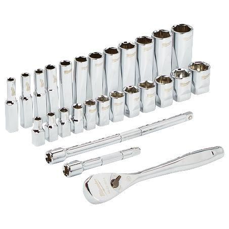 Milwaukee 28 Piece Metric 1/4 inch Socket Set 48229504