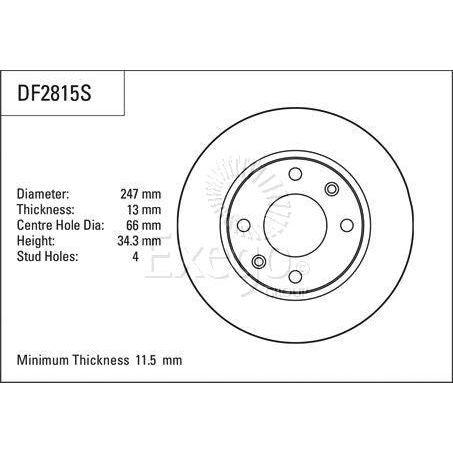 TRW Disc Brake Rotor 247mm x 11.5 min