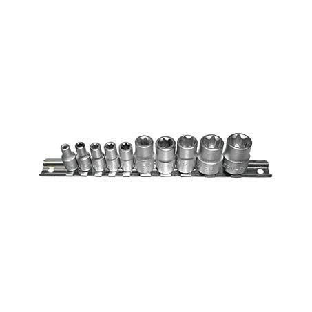 T & E TOOLS T&E 1/4in 3/8in Square Drive Female Torx-r E-Series Socket Set 10pc 5600