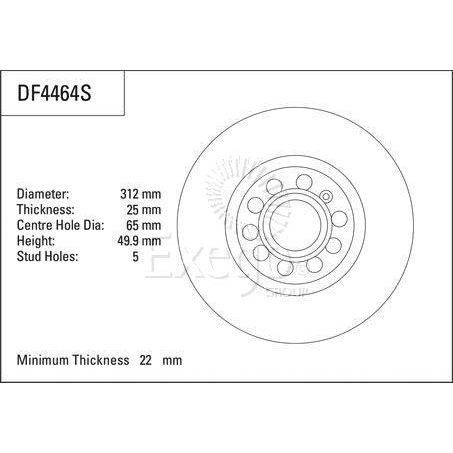 TRW Disc Brake Rotor 312mm x 22 Min