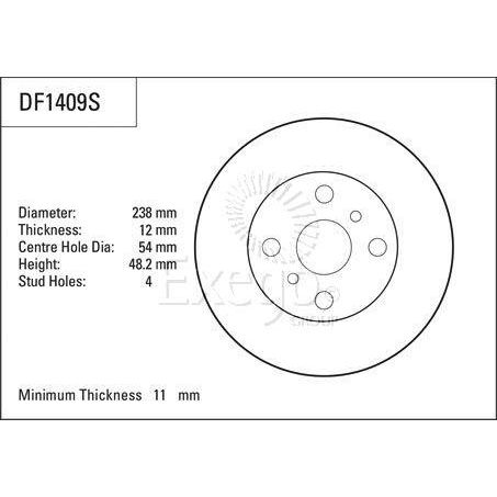 TRW Disc Brake Rotor 238mm x 11 min