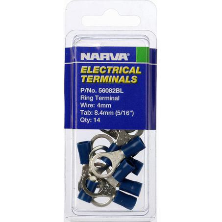 Narva Crimp Terminal Ring Blue Insulated 8.4mm - 14 Pce