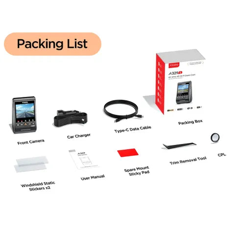 Viofo A329 4K Single Channel Dash Cam – WiFi 6 & GPS