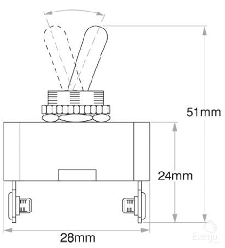 OEX Toggle Switch On/Off SPST (Contacts Rated 20A @ 12V)