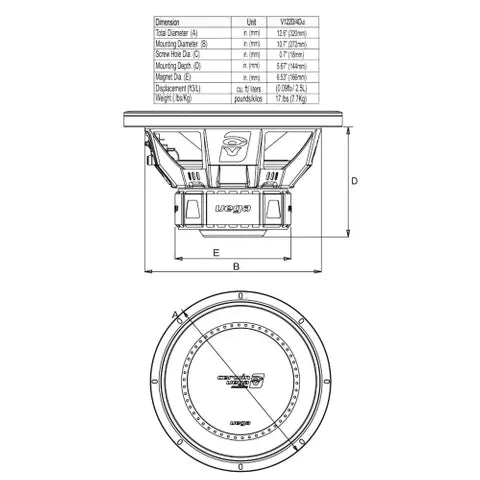 Cerwin-Vega Vega Series 12" Dual 4-Ohm Subwoofer | 450W RMS High-Output Driver (2Ω / 8Ω Configurable)