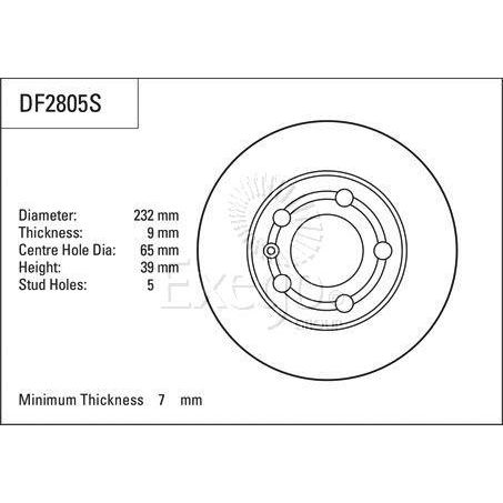 TRW Disc Brake Rotor 230mm x 7 Min