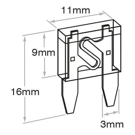 OEX Mini Blade Fuse, 10A Red - Pack of 5 - ACX1653BL
