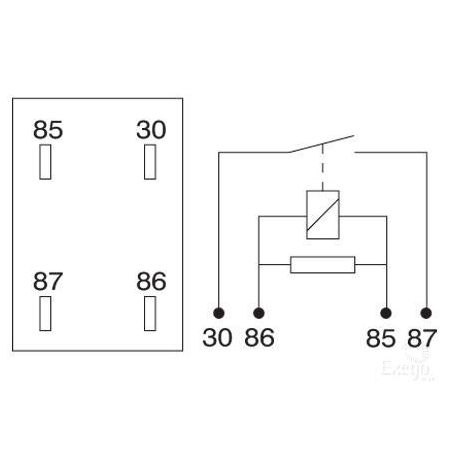 OEX Micro Relay 12V 20A 4 Pin Resistor Protected - 1Pce