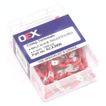 OEX Crimp Terminal Male Blade Red Terminal Entry 6.3 x 0.8mm