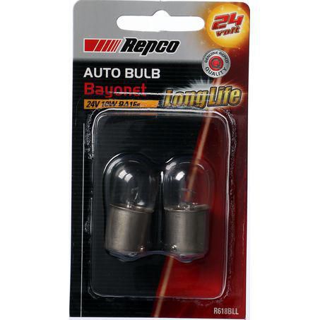 Repco R10W Bayonet Globe 24V 10W BA15s Pack of 2 R618BLL