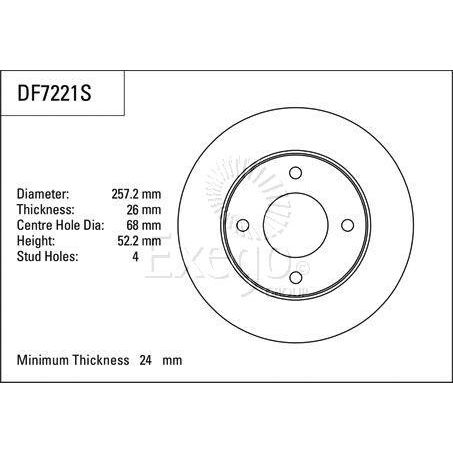 TRW Disc Brake Rotor 257.2mm x 24 min