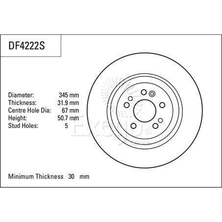 TRW Disc Brake Rotor 345mm x 30 Min