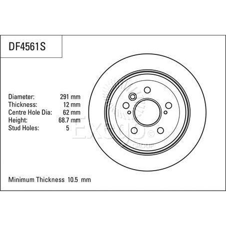 TRW Disc Brake Rotor 291mm x 10.5 Min
