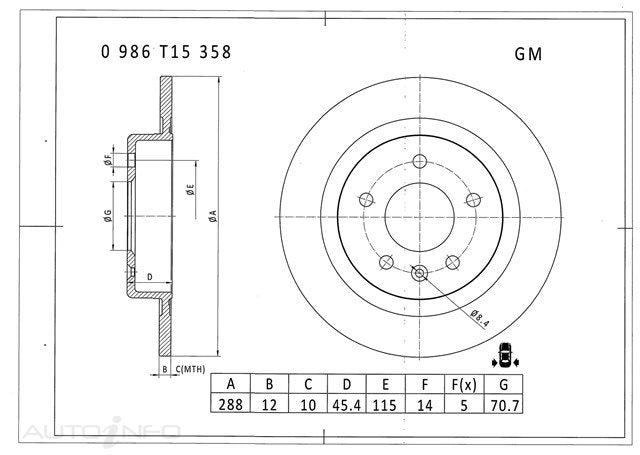 BRAKE DISCS REAR HOLDEN OPEL 288mm DISC - BDT5358