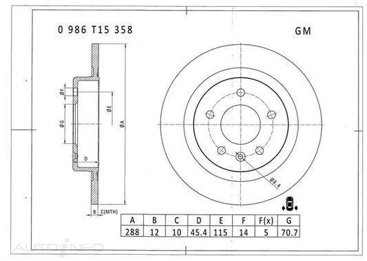 BRAKE DISCS REAR HOLDEN OPEL 288mm DISC - BDT5358