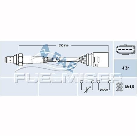 FUELMISER OXYGEN SENSOR DIRECT FIT 4 WIRE 650MM CABLE