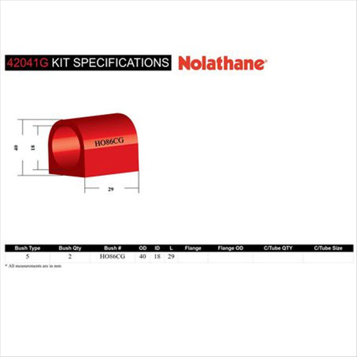 Nolathane SWAY BAR MOUNT BUSHING KIT (18MM)