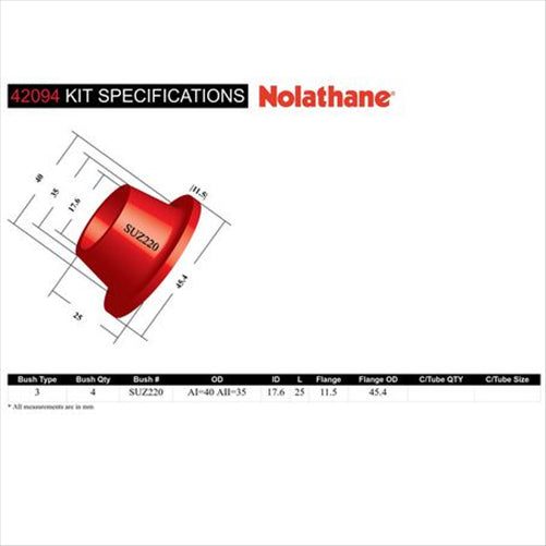 Nolathane SWAY BAR TO CONTROL ARM BUSH KIT - OD = A1 SIZE ONLY 42094