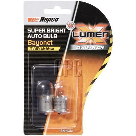 Repco R5W Bayonet Globe 12V 5W BA15s Pack of 2 R207LXBL