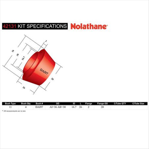 Nolathane FRONT LOWER CONTROL ARM OUTER BUSHING KIT 42131