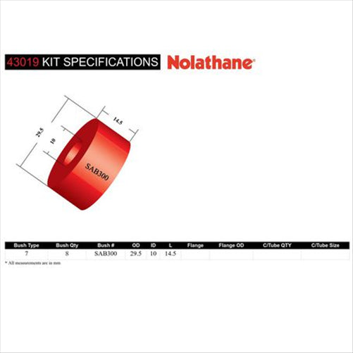 Nolathane SHOCK ABSORBER BUSHING KIT 43019