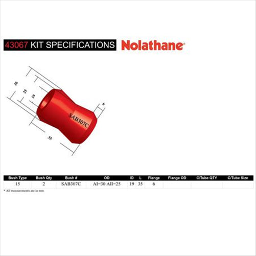 Nolathane SHOCK ABSORBER BUSHING KIT 43067